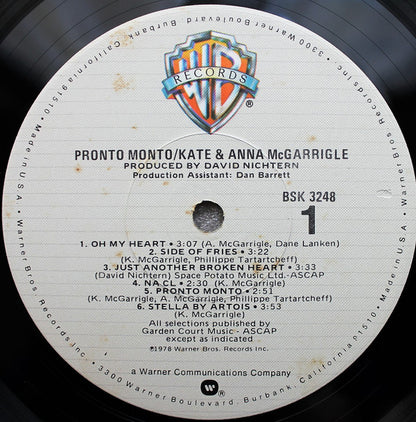 Kate & Anna McGarrigle : Pronto Monto (LP, Album, Los)