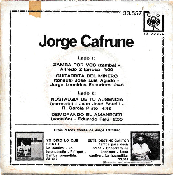 Jorge Cafrune : Zamba Por Vos (7", EP)