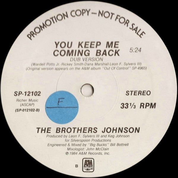 Brothers Johnson : You Keep Me Coming Back (12", Promo)