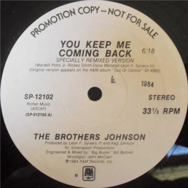 Brothers Johnson : You Keep Me Coming Back (12", Promo)