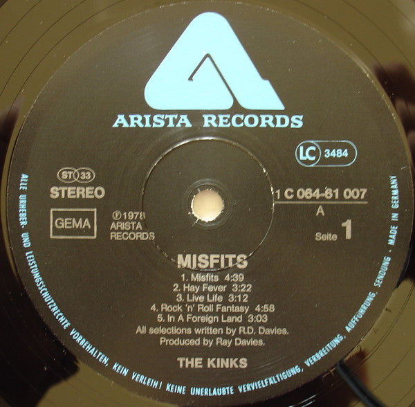 The Kinks : Misfits (LP, Album, Gat)