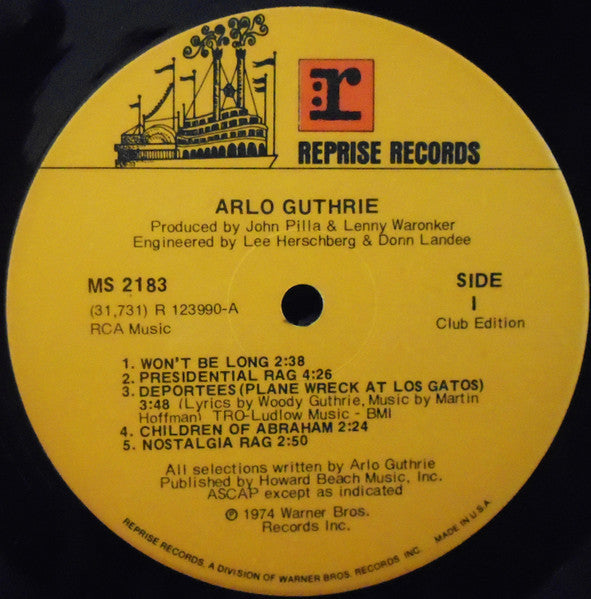 Arlo Guthrie : Arlo Guthrie (LP, Album, Club)