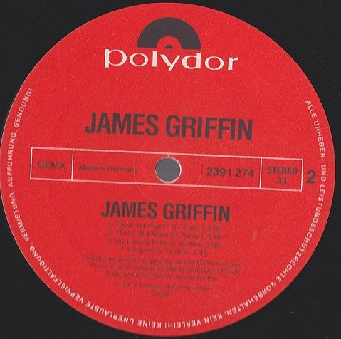 James Griffin (4) : James Griffin (LP, Album)