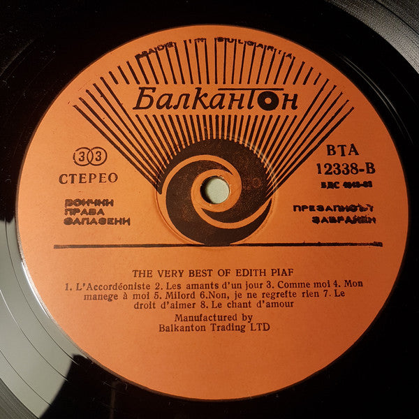 Edith Piaf : The Very Best Of (LP, Comp, Ora)