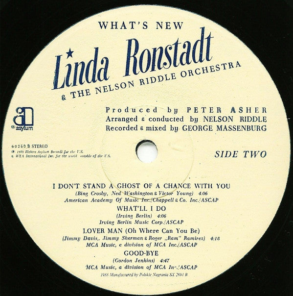 Linda Ronstadt & Nelson Riddle And His Orchestra : What's New (LP, Album)