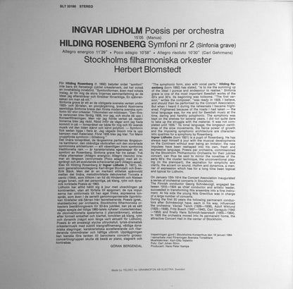 Ingvar Lidholm / Hilding Rosenberg : Poesis Per Orchestra - Symfoni Nr.2 (Sinfonia Grave) (LP, RE)