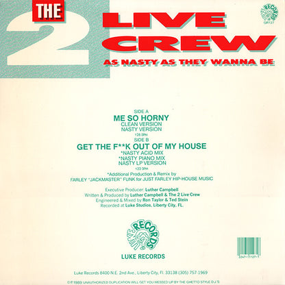 The 2 Live Crew : Me So Horny (12", RE)