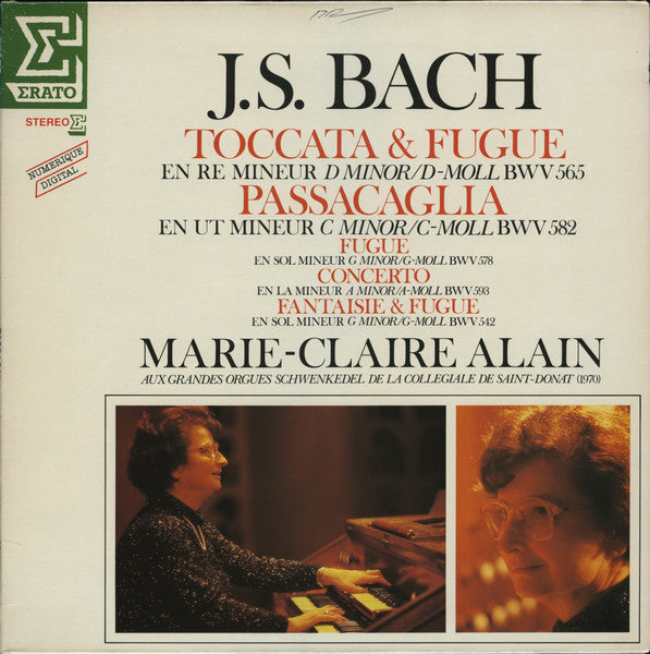 Johann Sebastian Bach - Marie-Claire Alain : Toccata & Fugue / Passacaglia / Fugue / Concerto / Fantaisie & Fugue (LP, Gat)