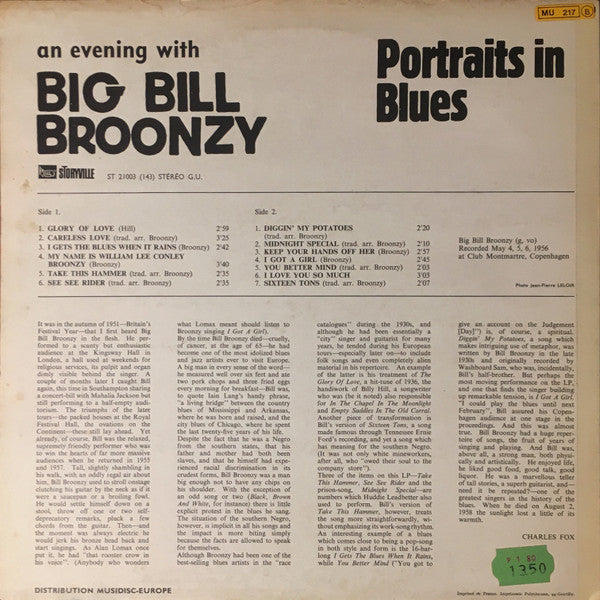 Big Bill Broonzy : An Evening With Big Bill Broonzy (LP, Album)