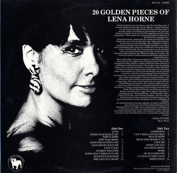 Lena Horne : 20 Golden Pieces Of Lena Horne (LP, Comp)