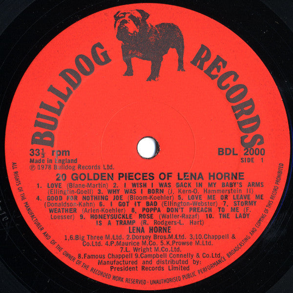Lena Horne : 20 Golden Pieces Of Lena Horne (LP, Comp)