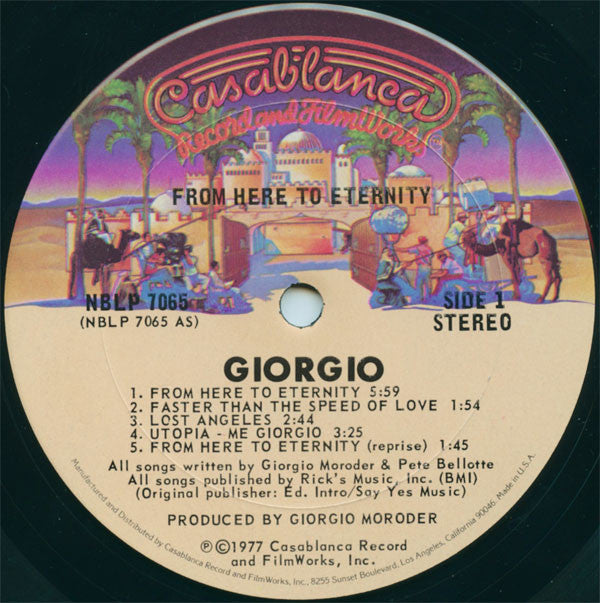 Giorgio Moroder : From Here To Eternity (LP, Album, Pit)