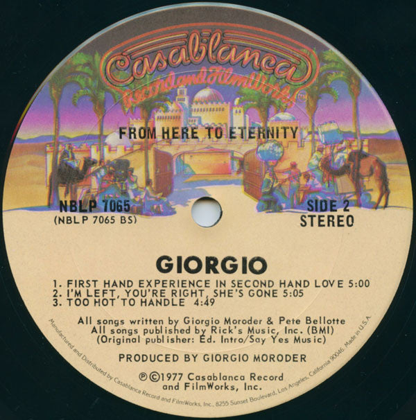 Giorgio Moroder : From Here To Eternity (LP, Album, Pit)