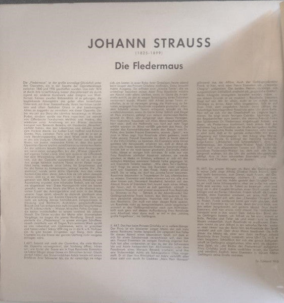 Johann Strauss Jr. - Philharmonia Orchestra Und Philharmonia Chorus Dirigent Herbert von Karajan : Die Fledermaus (Querschnitt) (LP, Mono)