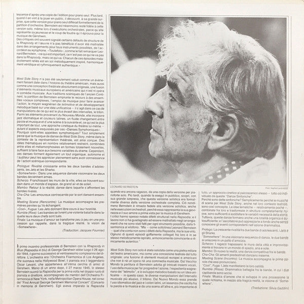 George Gershwin, Leonard Bernstein, Los Angeles Philharmonic Orchestra : Rhapsody In Blue • West Side Story: Symphonic Dances (LP, Album, Gat)