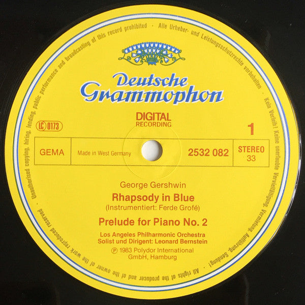 George Gershwin, Leonard Bernstein, Los Angeles Philharmonic Orchestra : Rhapsody In Blue • West Side Story: Symphonic Dances (LP, Album, Gat)