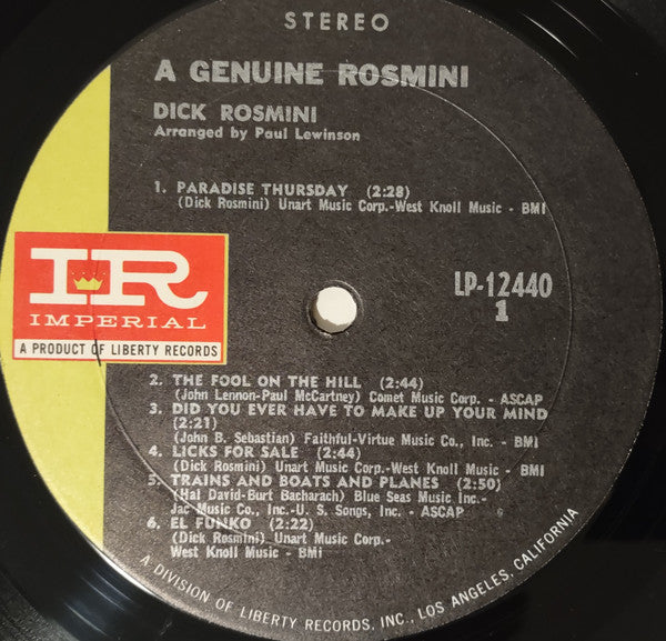 Dick Rosmini : A Genuine Rosmini (LP, Album)