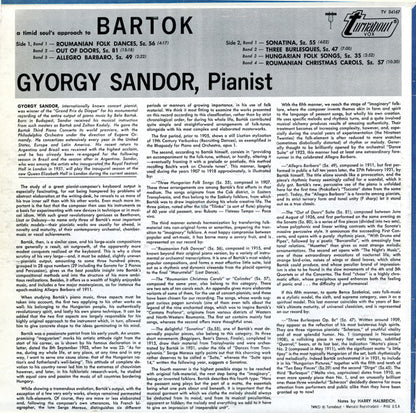 Béla Bartók, György Sándor : A Timid Soul's Approach To Bartok (LP)