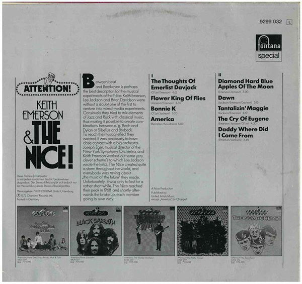 Keith Emerson & The Nice : Attention! Keith Emerson & The Nice (LP, Comp, RE)