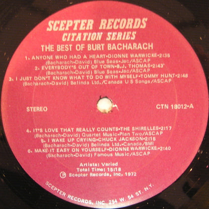 Various : The Best Of Burt Bacharach (LP, Comp)