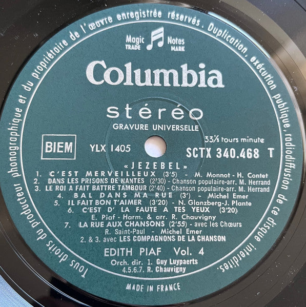 Edith Piaf : Edith Piaf " Jezebel " - Vol. 4 (LP, Comp)