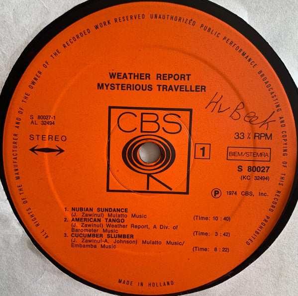 Weather Report : Mysterious Traveller (LP, Album)