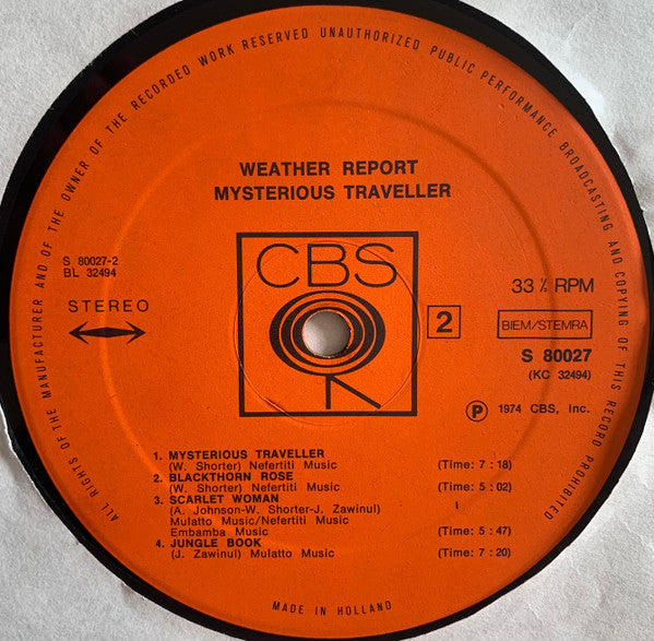 Weather Report : Mysterious Traveller (LP, Album)