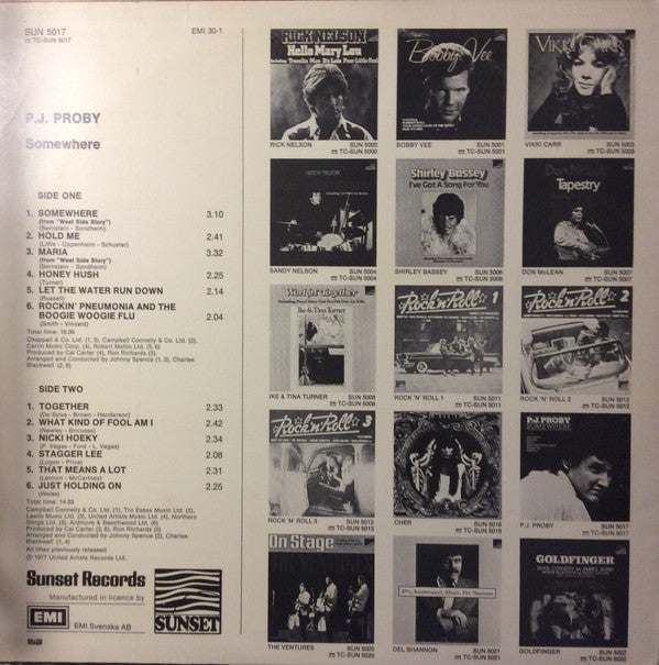 P.J. Proby : Somewhere (LP, Comp)