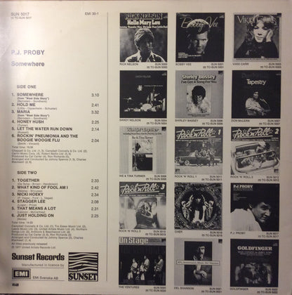 P.J. Proby : Somewhere (LP, Comp)