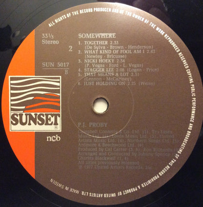 P.J. Proby : Somewhere (LP, Comp)