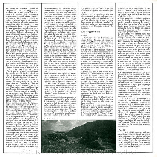 Various : Yougoslavie 2 - Macédoine: Polyphonies Tosques - Sous Les Peupliers De Bilisht (LP, RP)