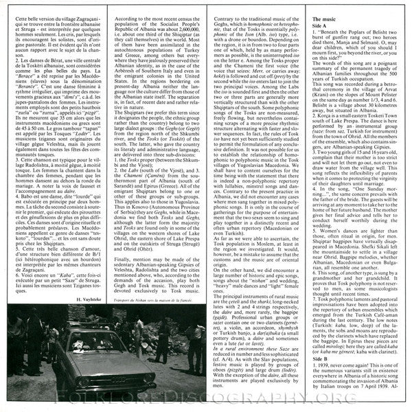 Various : Yougoslavie 2 - Macédoine: Polyphonies Tosques - Sous Les Peupliers De Bilisht (LP, RP)