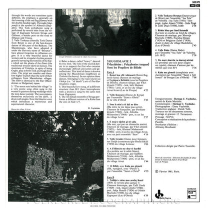 Various : Yougoslavie 2 - Macédoine: Polyphonies Tosques - Sous Les Peupliers De Bilisht (LP, RP)