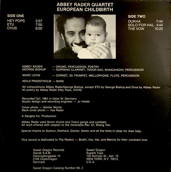 Abbey Rader Quartet : European Childbirth (LP, Album)