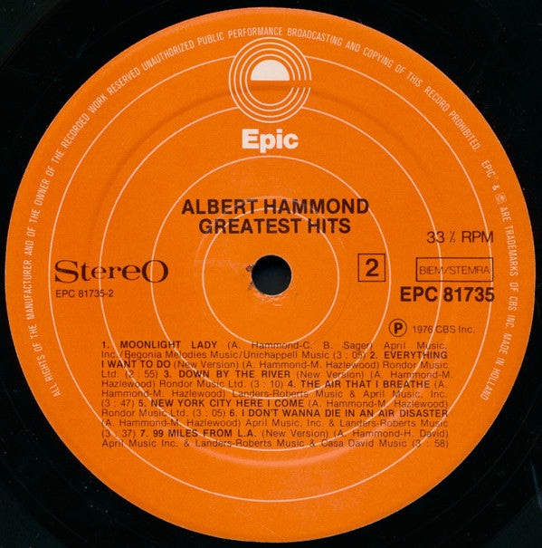 Albert Hammond : Greatest Hits (LP, Comp)