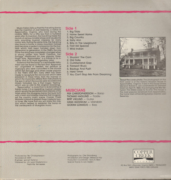 Per Christophersson, Thomas Haglund : Appomattox Banjo (LP, Red)