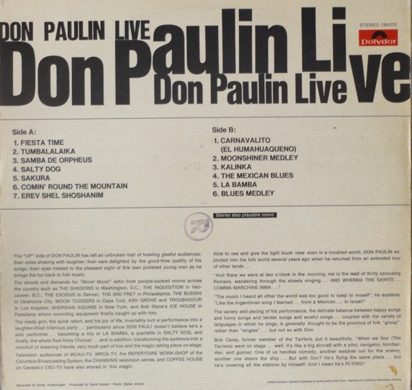 Don Paulin : Don Paulin Live (LP, Album)