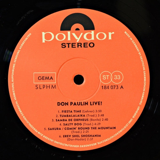 Don Paulin : Don Paulin Live (LP, Album)