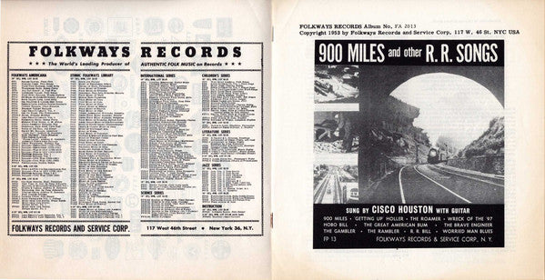 Cisco Houston : 900 Miles And Other R.R. Songs (10", Album)