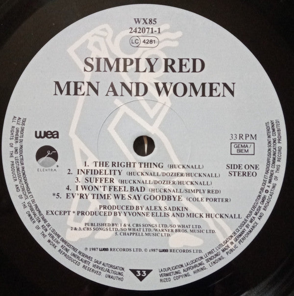 Simply Red : Men And Women (LP, Album, CBS)