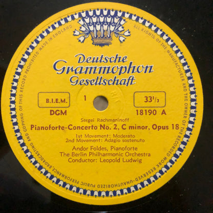 Sergei Vasilyevich Rachmaninoff, Andor Foldes, Berliner Philharmoniker, Leopold Ludwig : Pianoforte-Concerto No. 2, C Minor, Opus 18 (LP, Mono, RE)