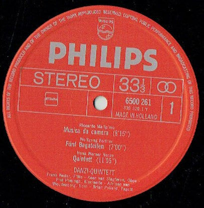 Riccardo Malipiero / Wolfgang Fortner / Hans Werner Henze / Karlheinz Stockhausen / Günther Becker - Danzi Kwintet / Heinz Holliger : Zeitgenössische Musik Für Bläser (LP, Album)