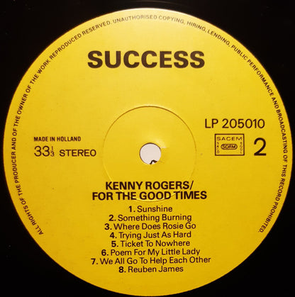 Kenny Rogers : For The Good Times - Greatest Hits (LP, Comp)