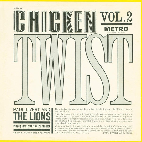 Paul Livert And The Lions (3) : Chicken Twist Vol. 2 (LP, Album, Mono)