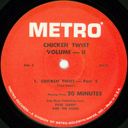 Paul Livert And The Lions (3) : Chicken Twist Vol. 2 (LP, Album, Mono)