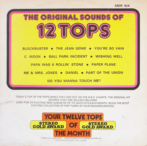 Unknown Artist : 12 Tops (Todays Top Hits) - Volume 8 (LP)