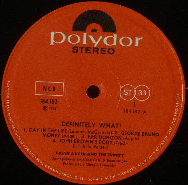 Brian Auger & The Trinity : Definitely What! (LP, Album)