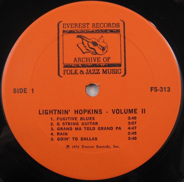 Lightnin' Hopkins : Volume II (LP, Album, RE)