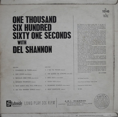 Del Shannon : One Thousand Six Hundred Sixty One Seconds With Del Shannon (LP, Album, Mono)