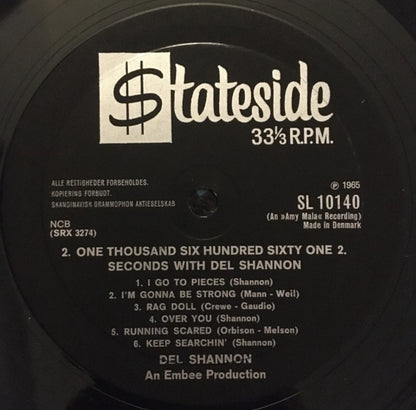 Del Shannon : One Thousand Six Hundred Sixty One Seconds With Del Shannon (LP, Album, Mono)